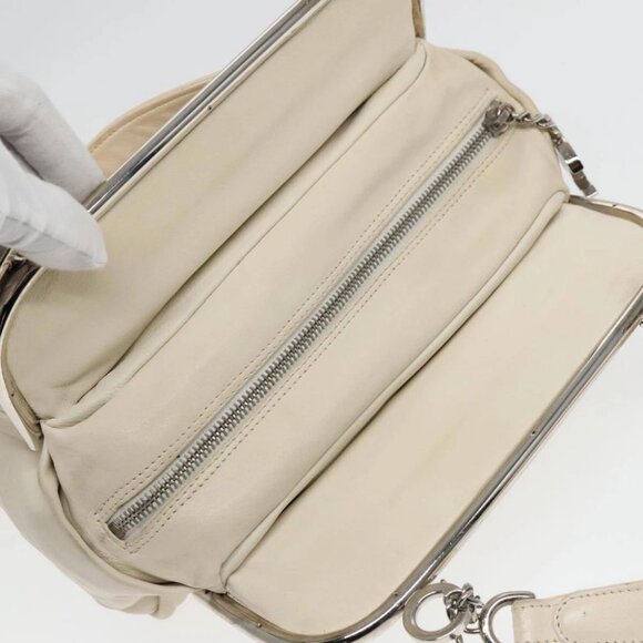 CHANEL Matelasse Hand Bag Leather White Silver CC - Picture 12 of 15